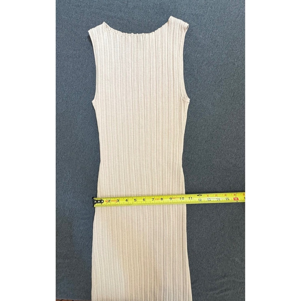 Quince Womens M Cotton Cashmere Ribbed Sleeveless Midi Dress Heather Oatmeal - Picture 12 of 12